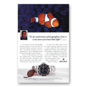 1995 Rolex Print Ad | Underwater Photographer David Doubilet