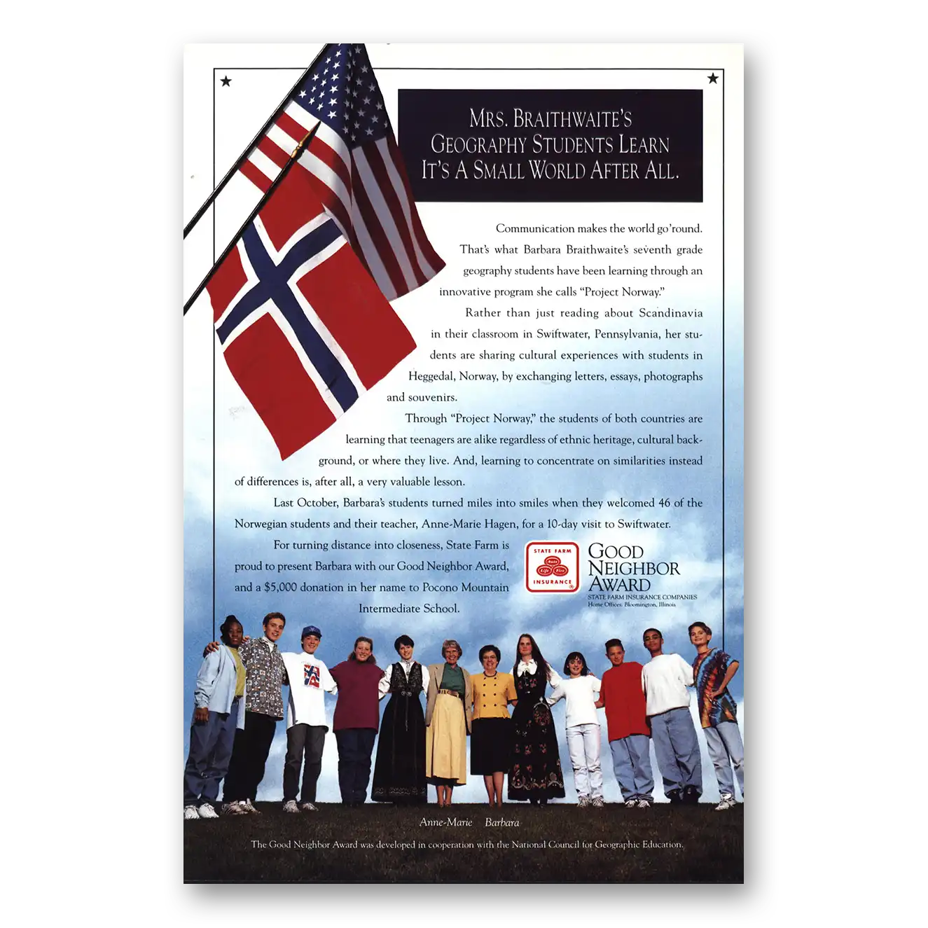 1995 State Farm Insurance Print Ad | Mrs Braithwaite