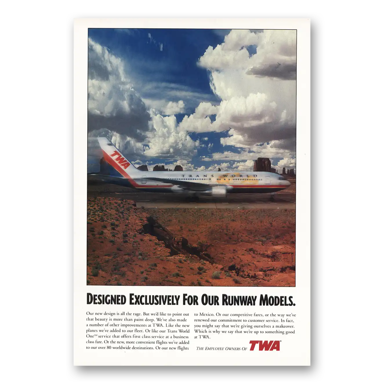 1995 TWA Airlines Print Ad | Runway Models