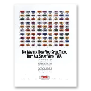 1996 TWA Airlines Print Ad | Spell Them