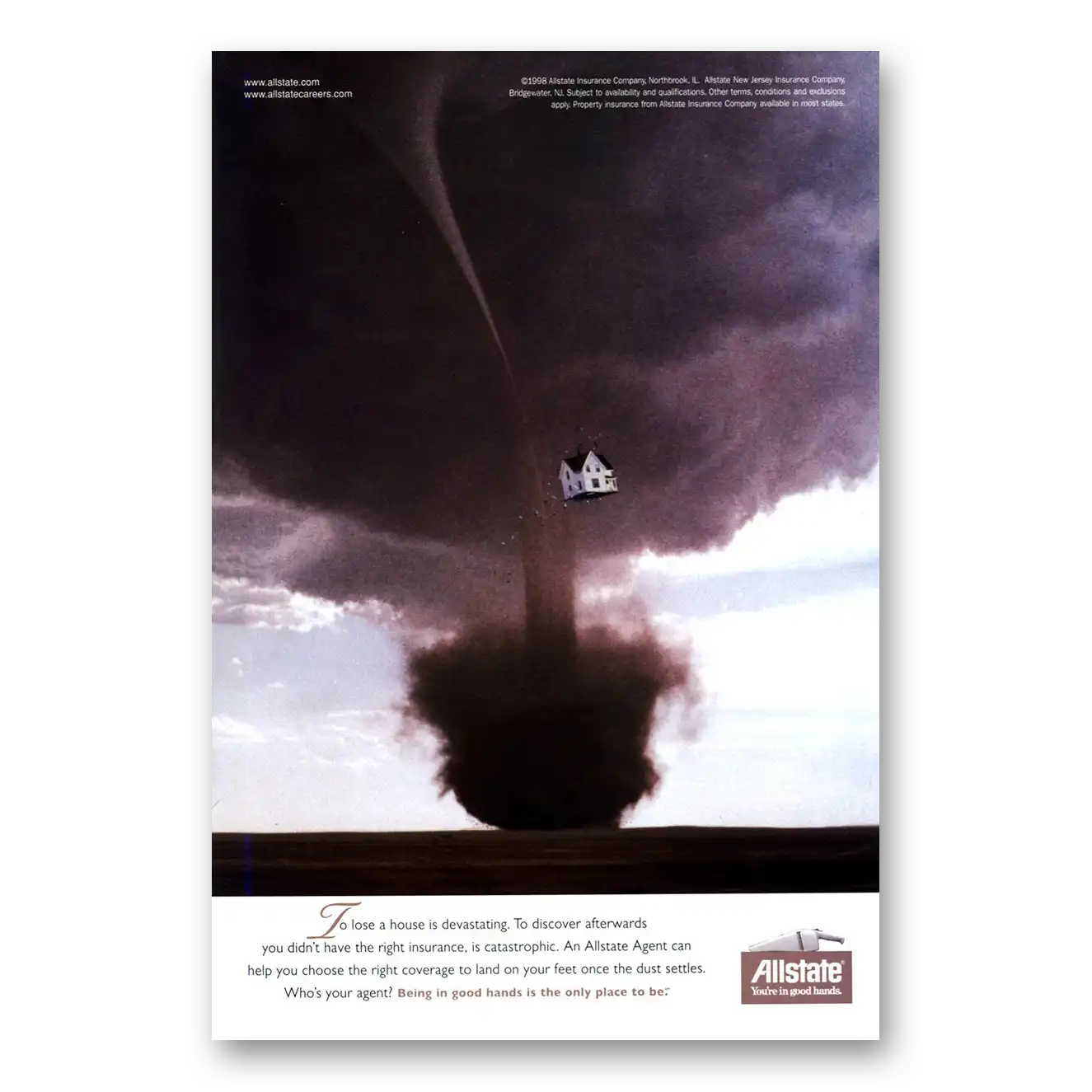 1998 Allstate Insurance Print Ad | Devastating Tornado