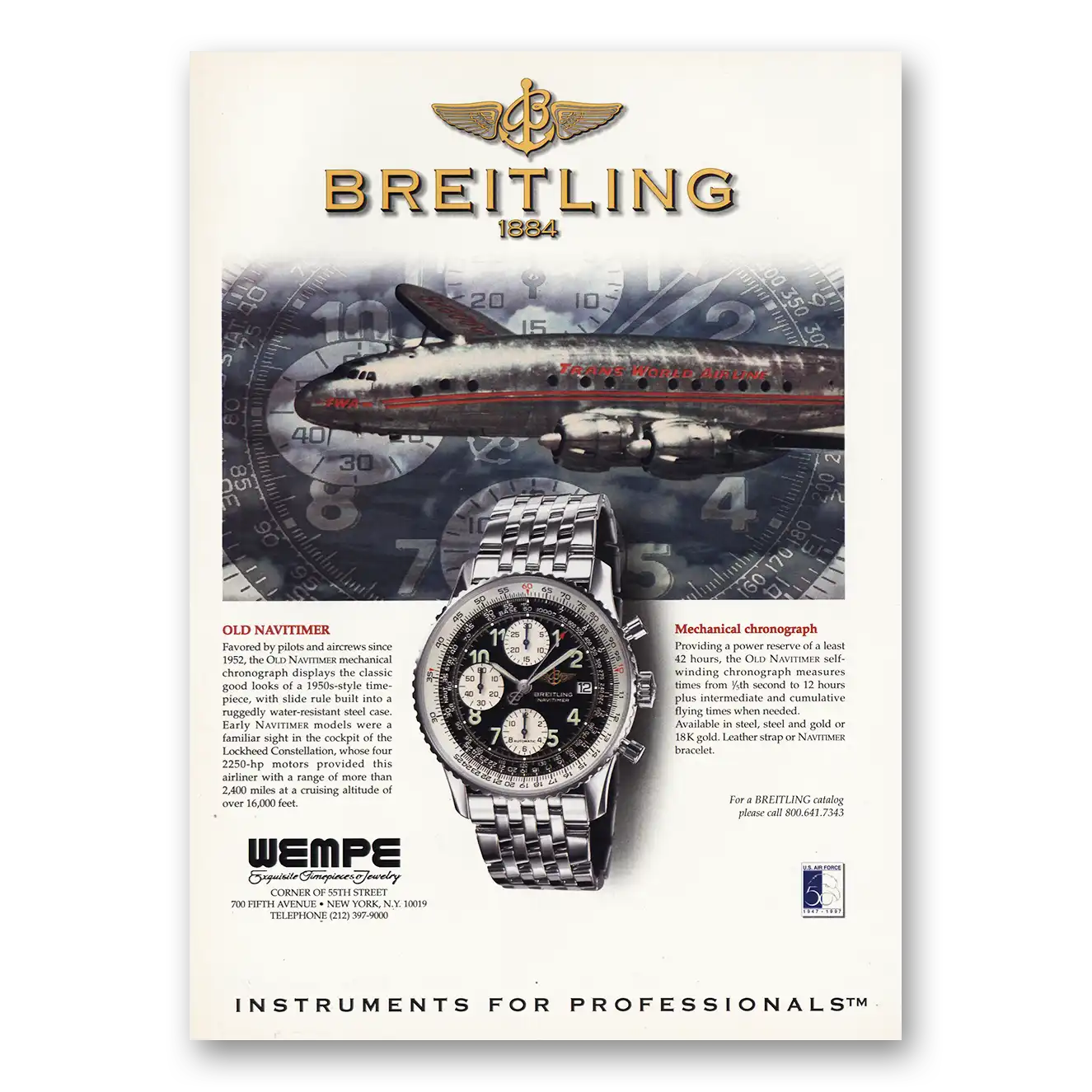 1998 Breitling Watch Print Ad | Old Navitimer