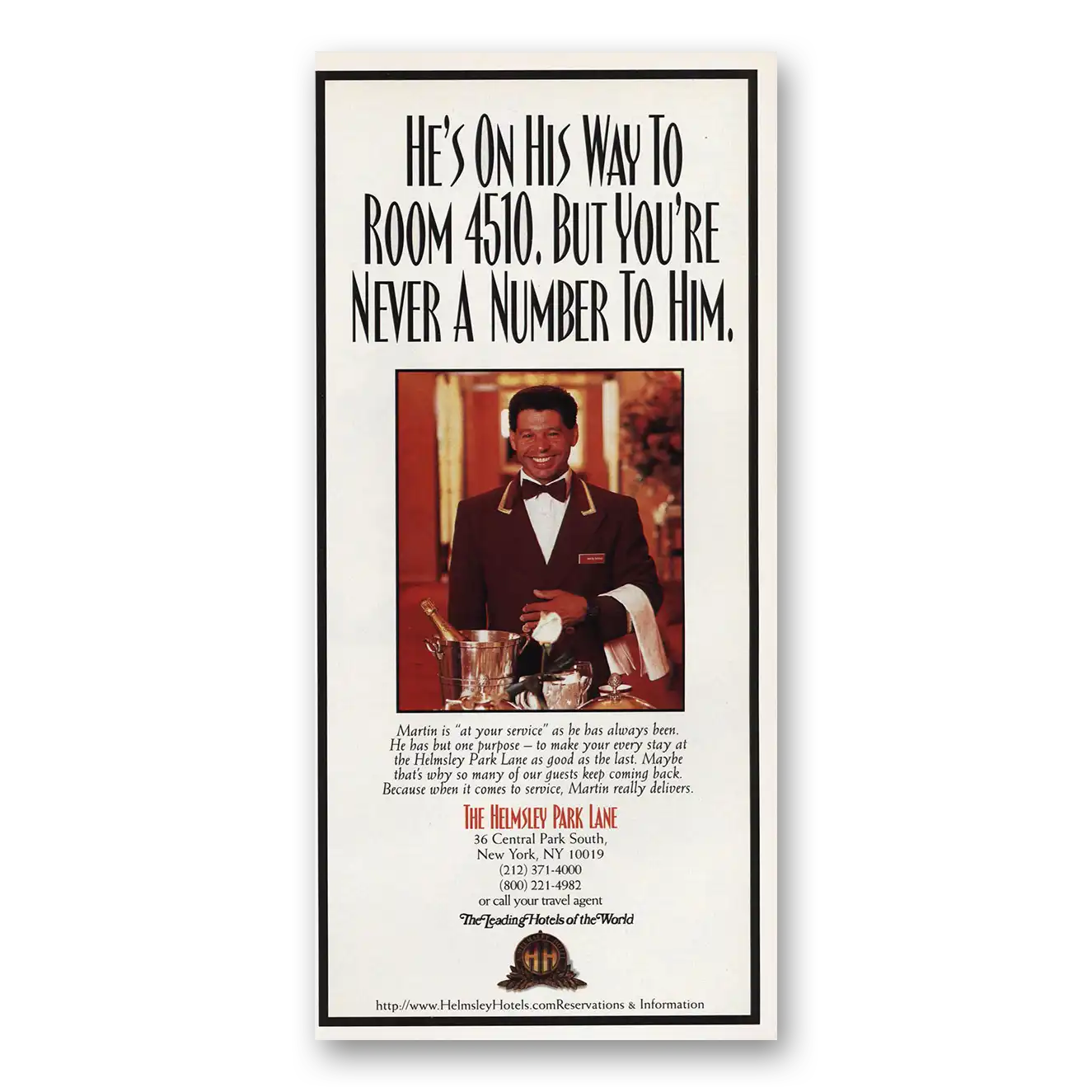 1998 Helmsley Hotels Print Ad | On His Way To Room 4510