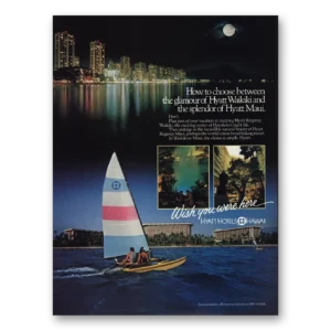 1983 Hyatt Hotels Print Ad | Waikiki And Maui