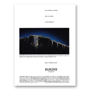 1998 Rado Watch Print Ad | Switzerland