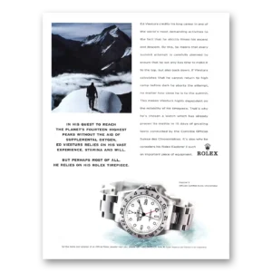 1998 Rolex Print Ad | Ed Viesturs Planets Fourteen Highest Peaks