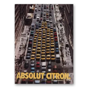 1999 Absolut Vodka Print Ad | Citron Yellow Taxis
