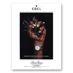 2000 Ebel Watch Print Ad | Harrison Ford And His Sport Classic