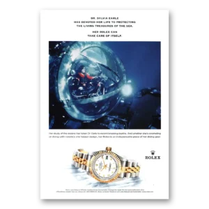 2001 Rolex Print Ad | Dr Sylvia Earle Recording Breaking Depths
