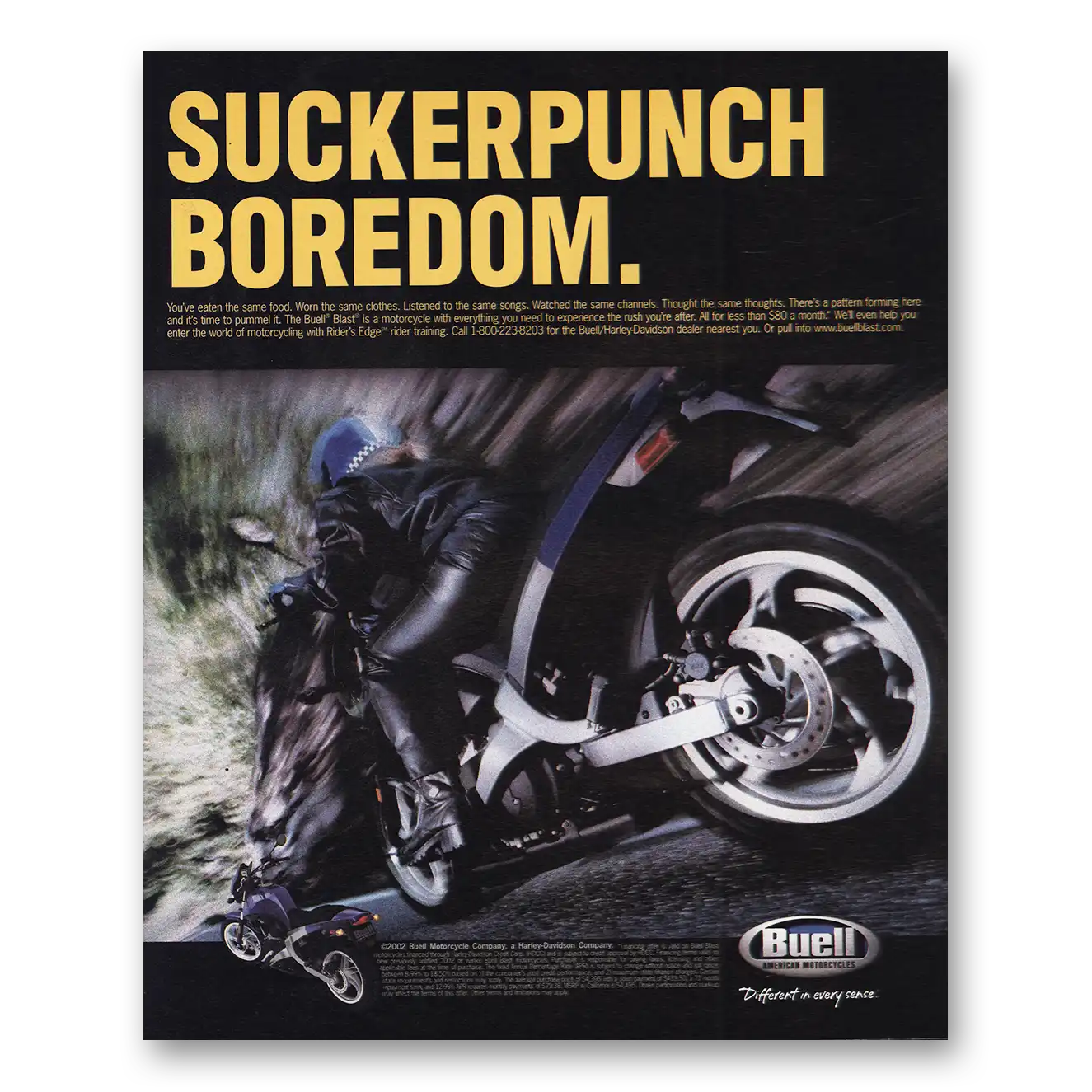 2002 Buell Motorcycles Print Ad | Suckerpunch Boredom
