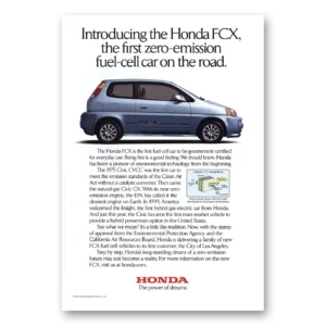 2002 Honda FCX Print Ad | First Zero Emission