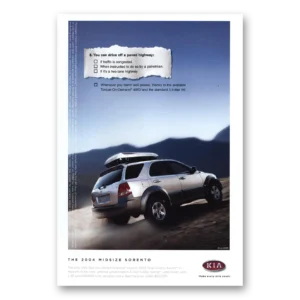 2003 Kia Sorento Print Ad | Drive Off Paved Highway