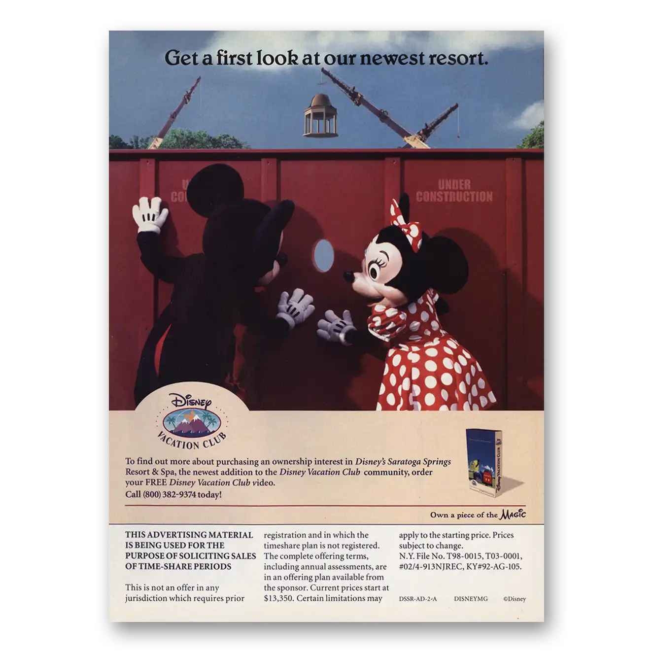 2004 Disney Vacation Club Print Ad | Saratoga Springs