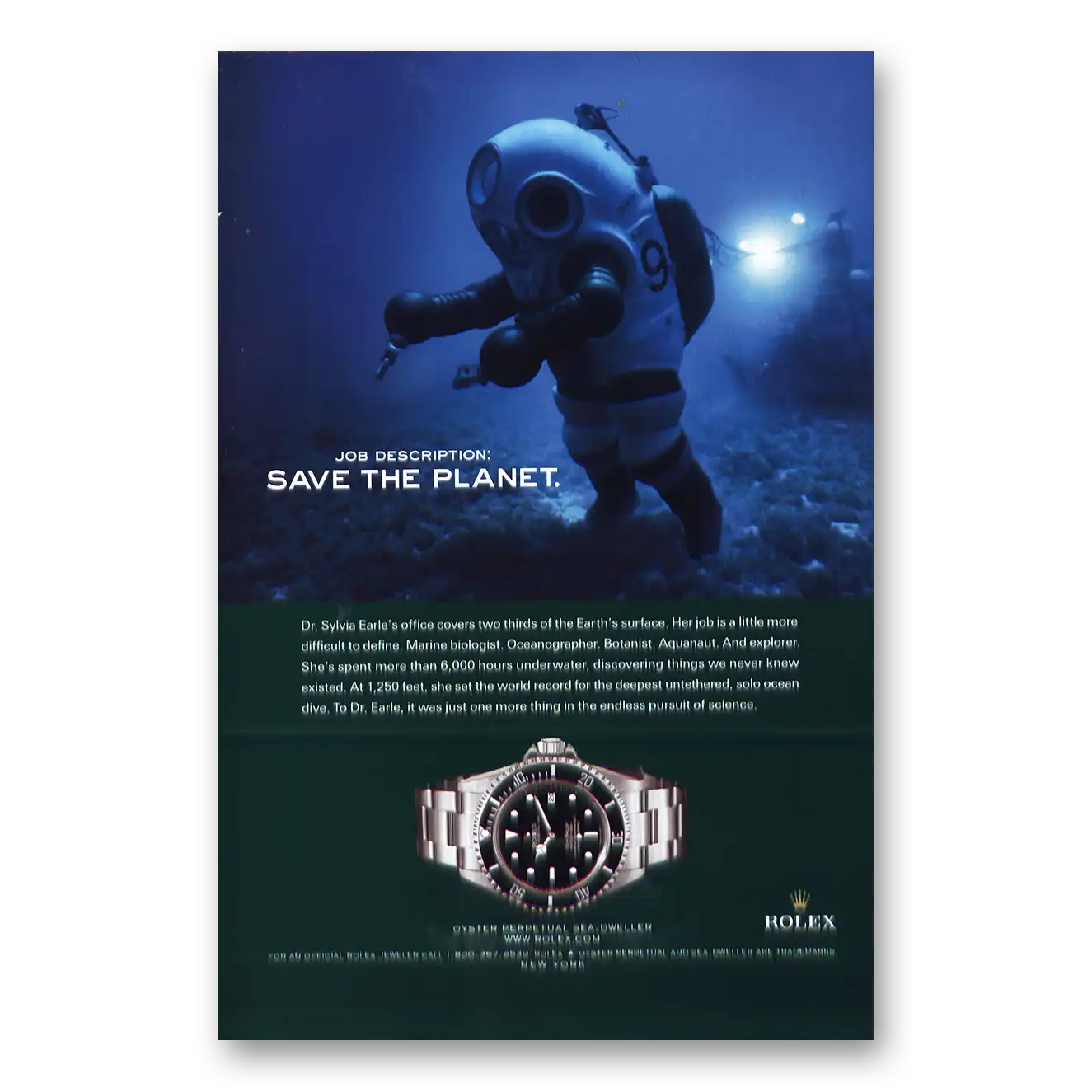 2006 Rolex Print Ad | Save The Planet