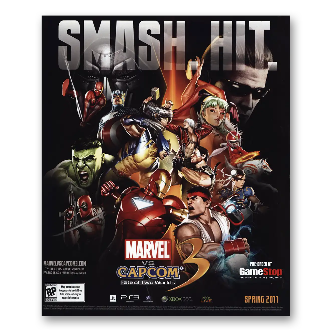 2010 Marvel vs Capcom 3 Video Game Promo Print Ad | Smash Hit
