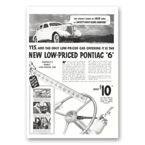 1938 Pontiac Print Ad | Safety Shift Gear Control