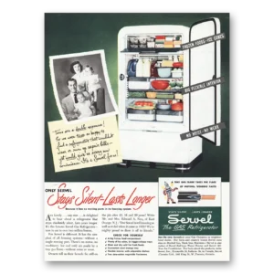 1948 Servel Refrigerator Print Ad | Stays Silent