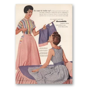 1954 Avondale Fabrics Print Ad | So Easy To Make Up