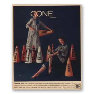 1957 Cone Corduroy Print Ad | Campus Girl