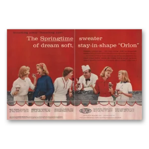 1958 DuPont Orlon Print Ad | Springtime Sweater