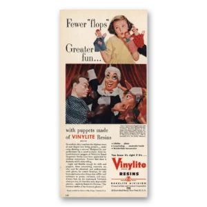 1958 Vinylite Resins Print Ad | Puppets