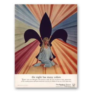 1960 Burlington Tricot Fabrics Print Ad | Night Many Colors
