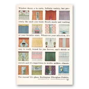 1961 Burlington Fiberglass Fabrics Print Ad | Window Decor
