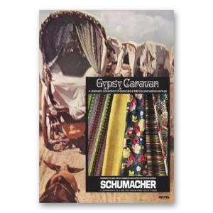 1971 Schumacher Fabrics Print Ad | Gypsy Caravan