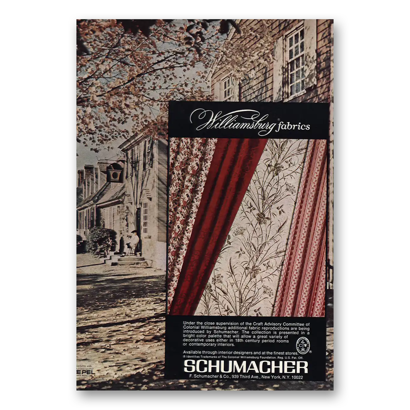 1976 Schumacher Fabrics Print Ad | Williamsburg